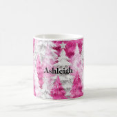 ピンクの白いグラムクリスマスツリー コーヒーマグカップ (中央)