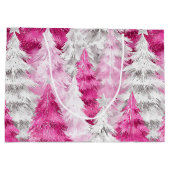 ピンクの白いグラムクリスマスツリー ラージペーパーバッグ (裏面)