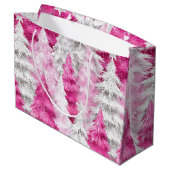 ピンクの白いグラムクリスマスツリー ラージペーパーバッグ (裏面アングル)