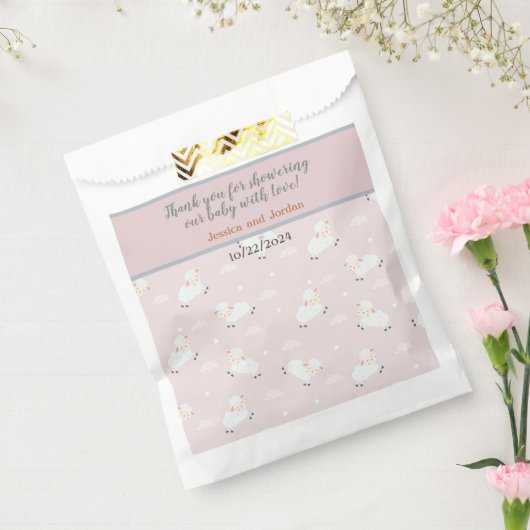 ピンクの白いグレーのベビーラブス – それは女の子シャワー フェイバーバッグ (封をした状態)