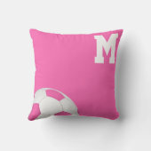 ピンクの白いサッカーボール – モノグラムの クッション (裏面)