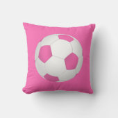 ピンクの白いサッカーボール – モノグラムの クッション (正面)