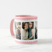 ピンクの白いスタンプフレーム4の家族写真のマグ マグカップ (正面左)