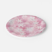 ピンクの白いスノーフレーク水の色のパターガーリーン ペーパープレート (アングル)