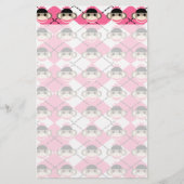 ピンクの白いダイヤモンドにピンクの靴下のサルアーガイルたち 便箋 (正面)