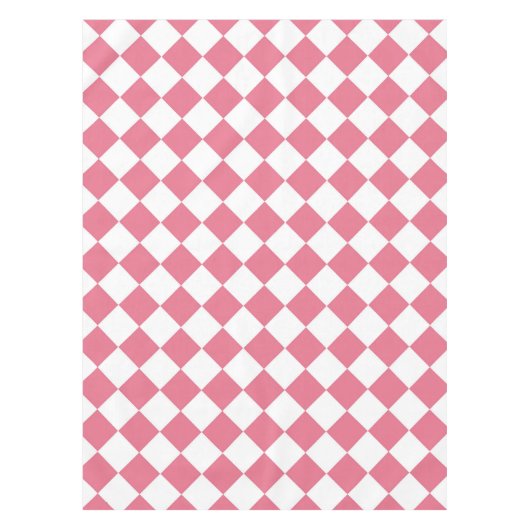 ピンクの白いダイヤ市松模様にンパターン テーブルクロス (正面)
