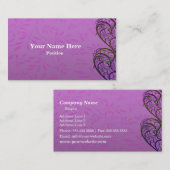 ピンクの白いダマスク織の名刺 名刺 (正面/裏面)