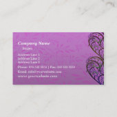 ピンクの白いダマスク織の名刺 名刺 (裏面)