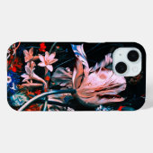 ピンクの白いチューリップ カラフルな花の黒い花卉 Case-Mate iPhoneケース (裏面 (横))
