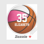 ピンクの白いチームの色の女の子の男の子バスケットボール シール (シート)
