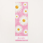 ピンクの白いデイジー(名前パーソナライズされた付き) ヨガマット (正面)