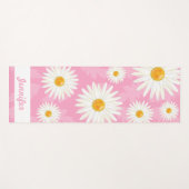 ピンクの白いデイジー(名前パーソナライズされた付き) ヨガマット (正面(横))