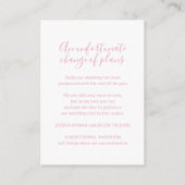 ピンクの白いハートのキャンセルを計画結婚に更新 エンクロージャーカード (裏面)