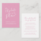 ピンクの白いハートのキャンセルを計画結婚に更新 エンクロージャーカード (正面/裏面)