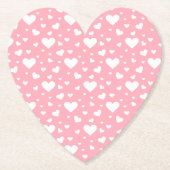 ピンクの白いハートパターン ペーパーコースター (正面)