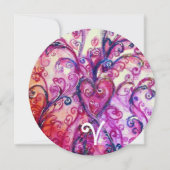 ピンクの白いハートファンシーがフローラモノグラムを飾る 招待状 (正面)