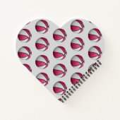 ピンクの白いバスケットボールのパターン女の子のハートの形 ノートブック (裏面)