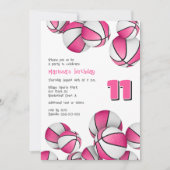 ピンクの白いバスケットボールの女の子の誕生日 招待状 (正面)