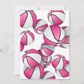 ピンクの白いバスケットボールの女の子の誕生日 招待状 (裏面)