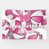 ピンクの白いバスケットボール女の子スポーツ誕生日パーティー 横断幕 (横)