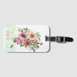 ピンクの白いバラ ラゲッジタグ