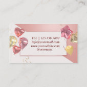 ピンクの白いバルーンモダン名刺 名刺 (裏面)