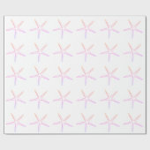 ピンクの白いヒトデ柄クリスマスホリデーカワイイ ラッピングペーパー (フラット)
