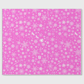 ピンクの白いフェスティバルクリスマスパーティー ラッピングペーパー (フラット)