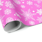 ピンクの白いフェスティバルクリスマスパーティー ラッピングペーパー (ロールコーナー)