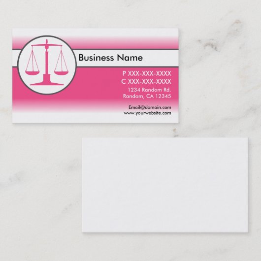 ピンクの白いフェード法のジャスティスはかりで測カード 名刺 (正面/裏面)