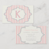 ピンクの白いフレームのモノグラムストライプ 名刺 (正面/裏面)