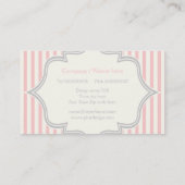 ピンクの白いフレームのモノグラムストライプ 名刺 (裏面)