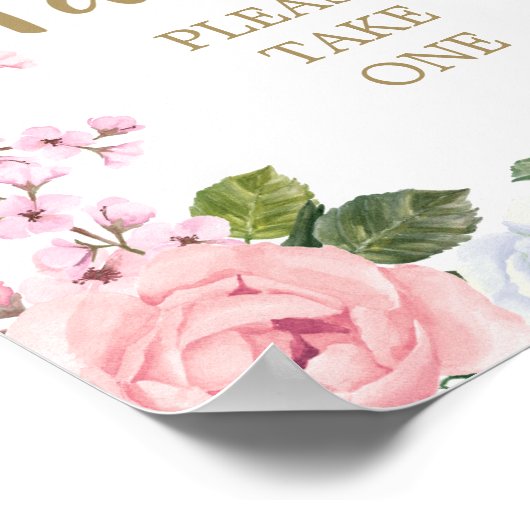 ピンクの白いフローラは赤ちゃんシャワーのポスターを好む ポスター (角)