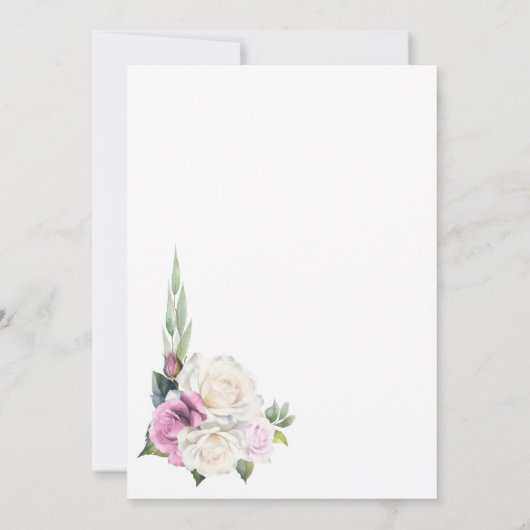 ピンクの白いフローラアーチ結婚式の日付を保存 セーブザデート (裏面)