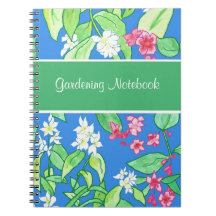 ピンクの白いフローラカスタマイズ可能なガーデニングノートブック