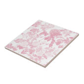 ピンクの白いフローラバラパターン タイル (側面)