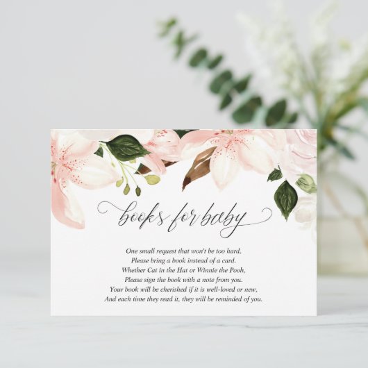 ピンクの白いフローラブックリクエストのエンクロージャカード エンクロージャーカード (スタンド正面)