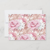 ピンクの白いブーケの花日付金ゴールドを保存 案内状 (裏面)