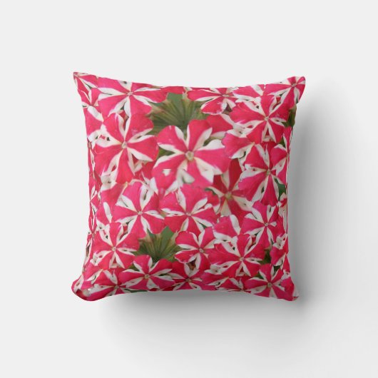 ピンクの白いペパーミントの花 クッション (正面)