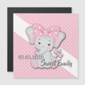 ピンクの白いポルカの可愛い漫画ベビーゾウ (正面/裏面)