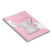 ピンクの白いポルカの可愛い漫画ベビーゾウ ノートブック (右側)