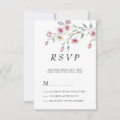 ピンクの白いミント リラックの春の花 ご返事お願いします 招待状 (正面)