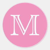 ピンクの白いモノグラム文字 ラウンドシール (正面)