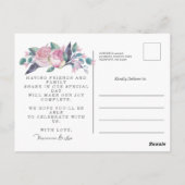 ピンクの白いローズフローラ日付はがきを保存 ポストカード (裏面)