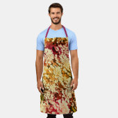 ピンクの白いヴィンテージの花かわいいガーリーフローラ エプロン (着用した状態)