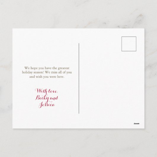 ピンクの白いヴィンテージオーナメント写真はがき シーズンポストカード (裏面)