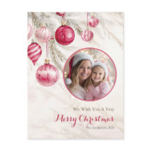 ピンクの白いヴィンテージオーナメント写真はがき
