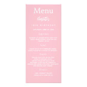 ピンクの白い写真おもしろいファクト誕生日メニューカード ラックカード (正面)