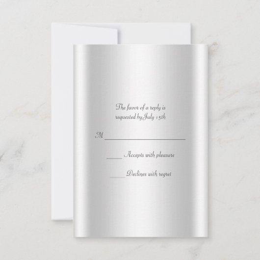 ピンクの白い写真RSVPカード 出欠カード (裏面)