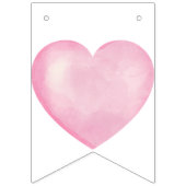 ピンクの白い女の子の赤ちゃんシャワーペンギンのバンティングフラグ バンティングフラッグ (第1の旗)